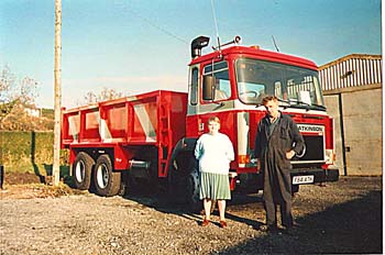 Eirwyn and Vi, with one of the new lorries